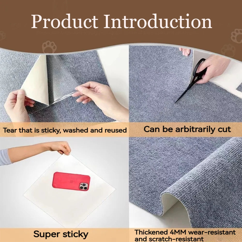 Self-Adhesive Cat Scratching Mat Trimmable Cat Carpet Cat Scratching Carpet Corner Wall Cat DIY Scratch Sofa Furniture Protector