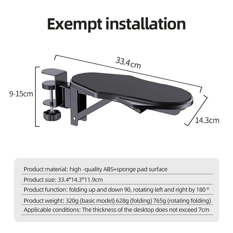 Computer Arm Rest For Desk Adjustable Ergonomic Wrist Rest Support For Keyboard Armrest Extender Rotating Mouse Pad Holder