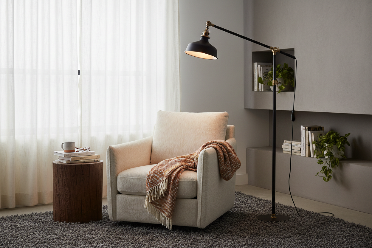 Titan Industrial Floor Lamp in a modern living room